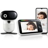 Motorola Nursery PIP1610 HD WiFi, videomonitor voor baby's met 5 inch HD 720p ouderunit en app, panorama, helling en afstandsbediening zoom, tweerichtingsgesprek, wit