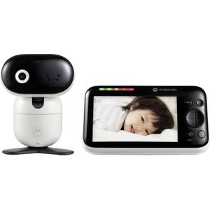 Motorola Nursery PIP1610 HD WiFi, videomonitor voor baby's met 5 inch HD 720p ouderunit en app, panorama, helling en afstandsbediening zoom, tweerichtingsgesprek, wit