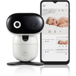 Motorola Nursery PIP1010 Con Babyfoon - Baby Camera - Bedienen met Motorola Nursery App - Kantelen, Draaien en Inzoomen - Nachtzicht, Twee-Weg Communicatie, Slaapliedjes en Meer - Wit
