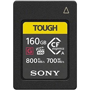 Sony 160 GB TOUGH CFexpress Type A Flash-geheugenkaart - VPG400 hoge snelheid G-serie met video-prestatiegarantie (lees 800 MB/s en schrijf 700 MB/s) - CEA-G160T