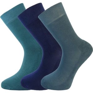 Bamboe sokken 3 paar - Blauw - RAF blauw - groenblauw - Maat 40-46