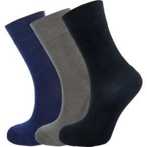 Bamboe sokken - 3 paar - zwart, grijs en navy blauw - maat 37-40