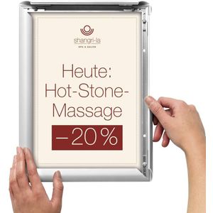 Wandprospekthalter mit Klapprahmen A4 Aluminium