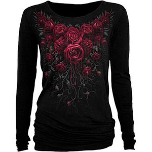 Spiral - BLOOD ROSE Longsleeve top - L - Zwart/Rood