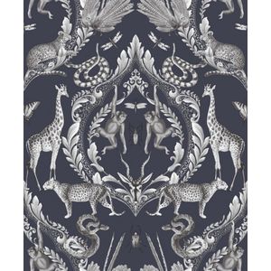 Bazaar - Dieren - Behang - Muurdecoratie - Wallpaper - Klassiek - Vliesbehang - Blauw - 0,53 x 10 M.
