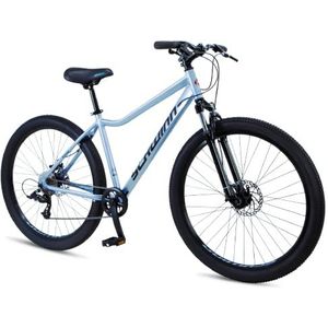 Schwinn Fleet Mountainbike voor dames, 60 cm banden, 40 cm lichtgewicht aluminium frame, voorvering, 9 versnellingen, schijfremmen, lichtblauw