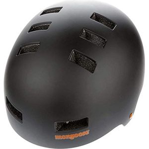 Mongoose Urban Harde helm voor kinderen en volwassenen, voor scooter, BMX, fietsen en skateboard, mannen en vrouwen, kinderen vanaf 8 jaar, zwart/oranje, maat M/56-59 cm