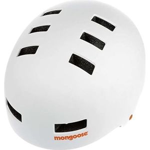 Mongoose Urban Helm met harde schaal voor jongeren/volwassenen, voor scooter, BMX, fietsen en skateboarden, heren en dames, kinderen van 8 jaar en ouder, wit/oranje, medium/56-59 cm