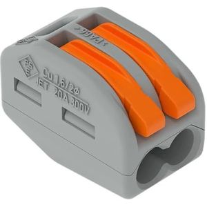 WAGO CLASSIC-verbindingsklemmen 222-412, 2 geleiders, tot 4 mm², 50 stuks, klassieke kabelverbinders met hendels voor alle soorten ladders wereldwijd, bevestigde gebruiksveiligheid