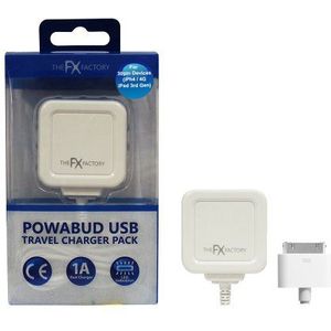 FX Factory Powabud oplader voor Apple iPhone 4S / 4 / 3G / 3GS / iPod Touch (1000 mAh) wit