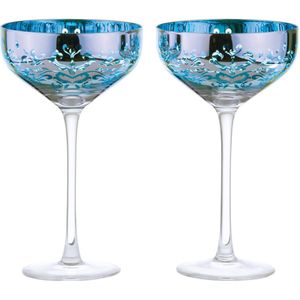 Artland set van 2 Filigraan champagne glazen blauw 35 CL - 19 cm