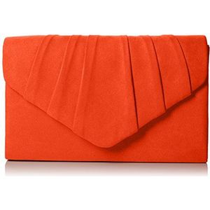 SwankySwans Vrouwen Iggy Suede Velvet Envelop Party Prom Clutch Bag Clutch, Oranje (Scarlet)