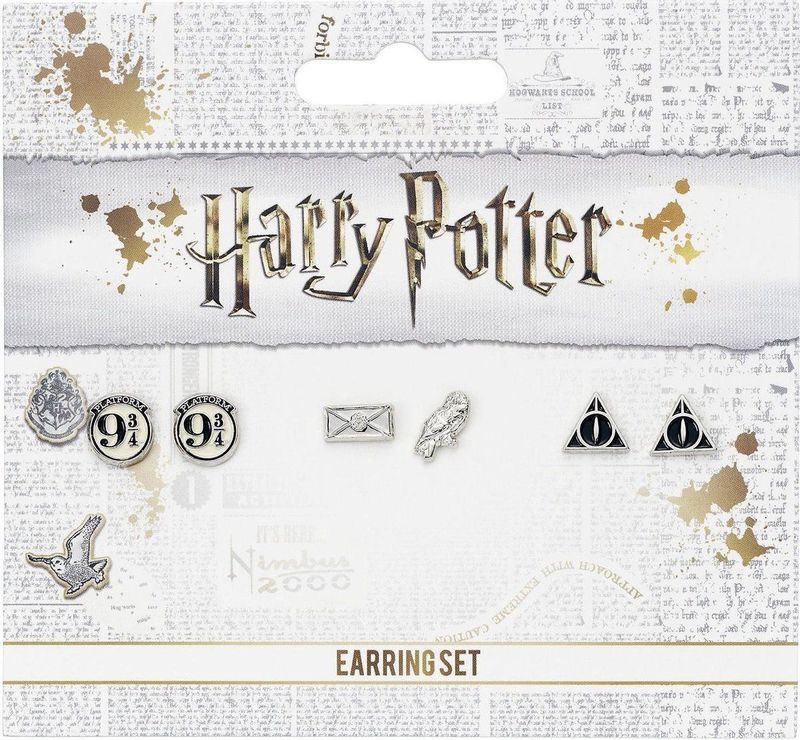 The Carat Shop - Harry Potter Oorbellen Set - Inclusief Platform 9 3/4, Hedwig en Brief - Deathly Hallows
