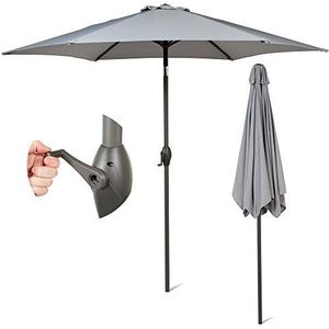 SUNMER 2.7M Parasol Tuin Paraplu Zonnescherm | Polyester 180 g/m² (UV 30+)| Krukmechanisme | Paalbreedte ø 38 mm (Excl. basis), Asgrijs