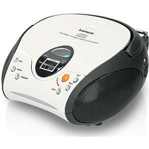 Lenco SCD-24 - CD-speler - Wit - CD-radio - Stereosysteem - Boombox - FM-radiotuner