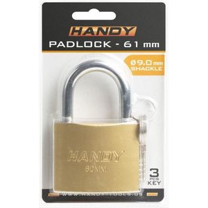 Handy - Extra Groot & Zwaar Hangslot met Sleutel 60mm - Hangsloten - Gehard staal - Sluiting ⌀ 9MM - incl. 3 Sleutels - Slot - Slotje