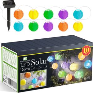 Garden of Eden - Lampionnen Lichtsnoer Tuin Solar - Meerkleurig - Sfeerverlichting voor buiten op Zonne-energie - Waterbestendig - Lampion snoer voor balkon, tuin of sfeervol bij bubbelbad!