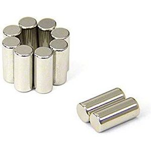 Diametrisch gemagnetiseerde N42 neodymium magneet voor het verstrekken van rotatiebeweging - 6 mm dia x 14 mm dik - Pack van 10