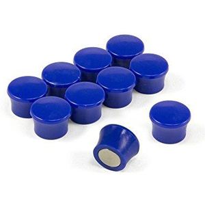 first4magnets™ Klein blauw high-power memo board magneet kantoor & koelkast (17,5 mm diameter x 12,3 mm hoog) (1 verpakking van 10), metaal, zilver, 25 x 10 x 3 cm
