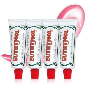 Origineel Euthymol Tandpasta 75ml x 4, Geen fluoride, anti-plaque, antibacterieel, bescherming tegen gaatjes, tanden tandvlees schoon gezond, koele muntverfrisser, dagelijkse mondverzorging tandglazuur