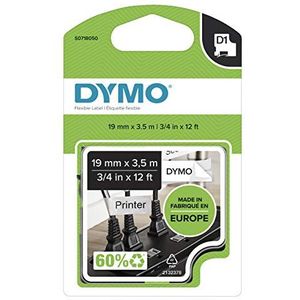 DYMO originele D1 Duurzame polyester labels | rol van 12 mm x 3,5 m | zwarte afdruk op wit | zelfklevende labels voor LabelManager labelprinters