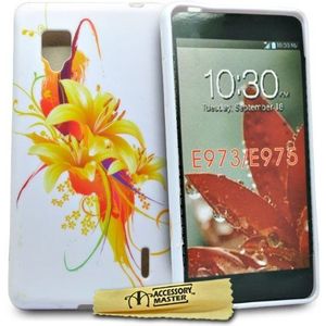 Accessory Master Bloemen Design Silicone Beschermhoes voor LG Optimus G E973 oranje