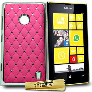 Accessory Master Harde hoes voor Nokia Lumia 520, motief strasssteentjes / bloemen, roze