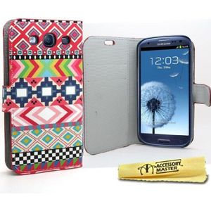 Accessory Master klaphoesje voor Samsung Galaxy S3 i9300 (leer, bloemenmotief)