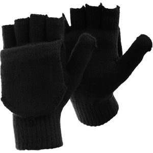 Floso Heren Duidelijke Thermische Winterdeksel Vingerloze Handschoenen  (Zwart)