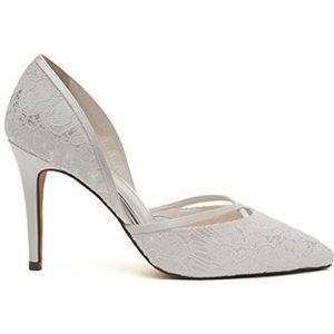 Rainbow Club Georgia - ivoor satijn en luxe kant bruids hofschoenen, 7, Ivoor, 40 EU