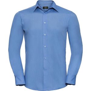 Russell Collectie Heren Lange Mouw Poly-Katoen Gemakkelijke Verzorging op maat gemaakt Poplin Shirt (Bedrijfsblauw)