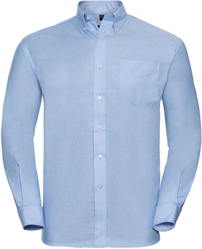 Russell Collectie Heren Lange Mouw Easy Care op maat gemaakt Oxford Shirt (Oxford Blauw)