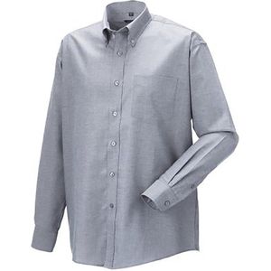 Russell - Heren Lange Mouw Easy Care Oxford Shirt - Zilvergrijs