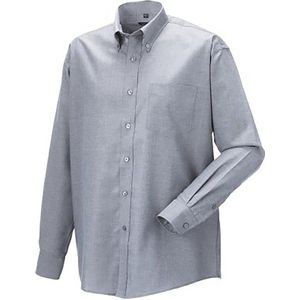 Russell - Heren Lange Mouw Easy Care Oxford Shirt - Zilvergrijs