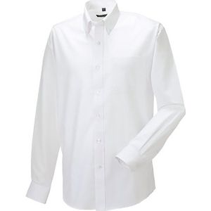 Russell - Heren Lange Mouw Easy Care Oxford Shirt - Wit