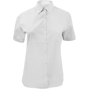 Russell Collectie Dames/Dames Korte Mouwen Poly-Katoen Easy Care Poplin Shirt (Wit)
