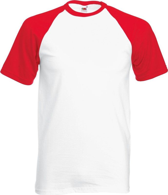 Shortsleeve Baseball T-shirt (Wit Rood)