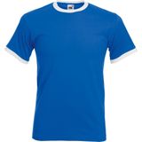 Fruit Of The Loom - Ringer T-shirt - Royaal Blauw/Wit - Korte Mouwen