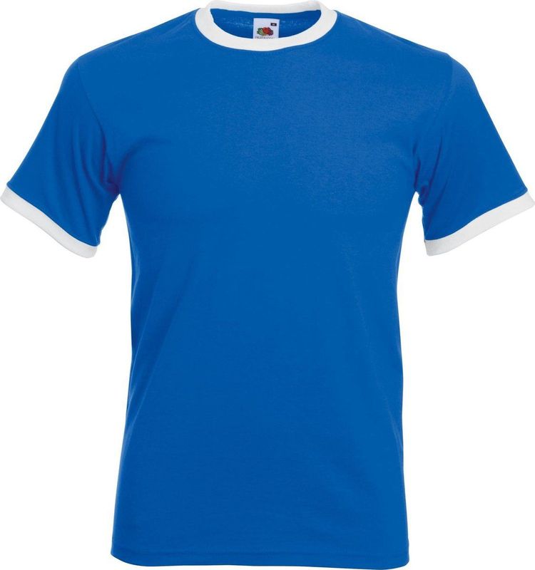 Fruit Of The Loom - Ringer T-shirt - Royaal Blauw/Wit - Korte Mouwen