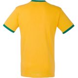 Fruit Of The Loom - Ringer T-shirt - Zonnebloem Geel / Kelly Groen - Korte Mouwen