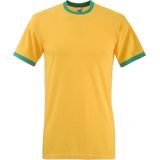 Fruit Of The Loom - Ringer T-shirt - Zonnebloem Geel / Kelly Groen - Korte Mouwen