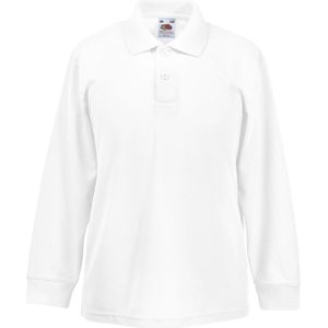 Fruit Of The Loom - Kinderpolo - Wit - Lange Mouwen - Piqué