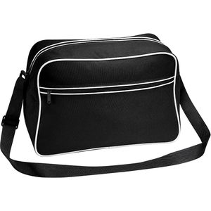 Bagbase Retro Schultertasche mit verstellbarem Riemen, 18 Liter  (Schwarz/Weiß)