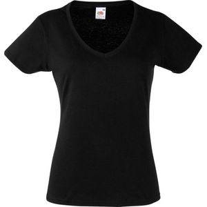 Fruit Of The Loom - Valuegewicht V-hals T-shirt - Zwart - Dames
