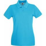 Fruit Of The Loom - Dames-Fit Premium Poloshirt - Azure Blauw - Korte Mouwen