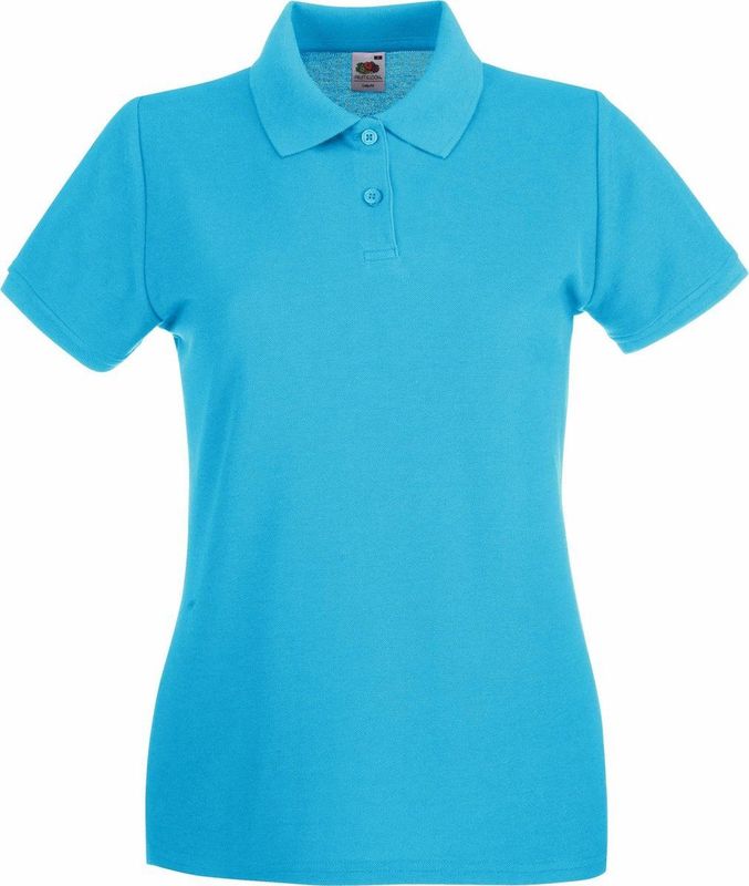 Fruit Of The Loom - Dames-Fit Premium Poloshirt - Azure Blauw - Korte Mouwen