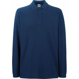 Fruit Of The Loom - Premium Poloshirt - Marine - Heren - Lange Mouwen