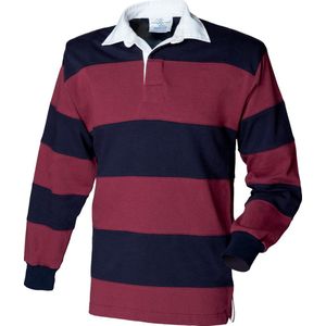 Front Row - Rugby Poloshirt - Bordeaux/Marineblauw - Lange Mouwen