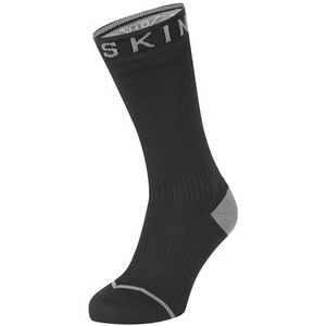 Sealskinz Uniseks waterdichte sokken met hydrostop – middellang, zwart/grijs, Medium