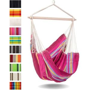 AMAZONAS - XL hangstoel Brasil, hangstoel zonder frame met grote zitting, handgemaakt in Brazilië, belastbaar tot 150 kg; zitvlak 1,6 m x 1,3 m; staaflengte 1,1 m, kleur: Grenadine